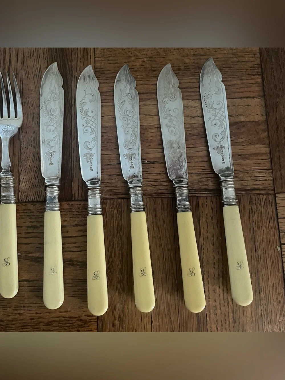 Antique Victorian R.F. Mosley Sheffield Silverplate Fish Set 11pc